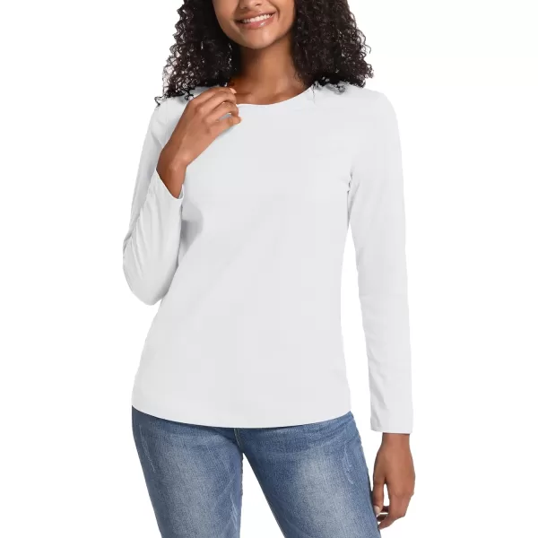 TACVASEN Women's Long Sleeve Shirt Lightweight Cotton Crewneck T-Shirts Breathable Classic-Fit Casual Tops Basic Tees