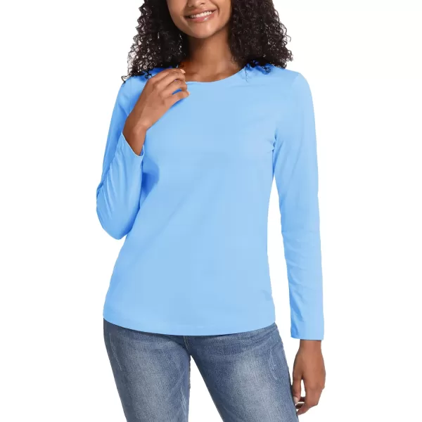 TACVASEN Women's Long Sleeve Shirt Lightweight Cotton Crewneck T-Shirts Breathable Classic-Fit Casual Tops Basic Tees