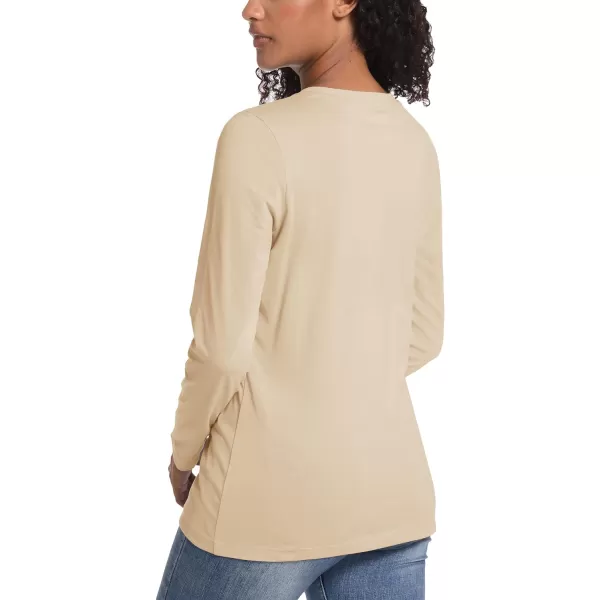 TACVASEN Women's Long Sleeve Shirt Lightweight Cotton Crewneck T-Shirts Breathable Classic-Fit Casual Tops Basic Tees