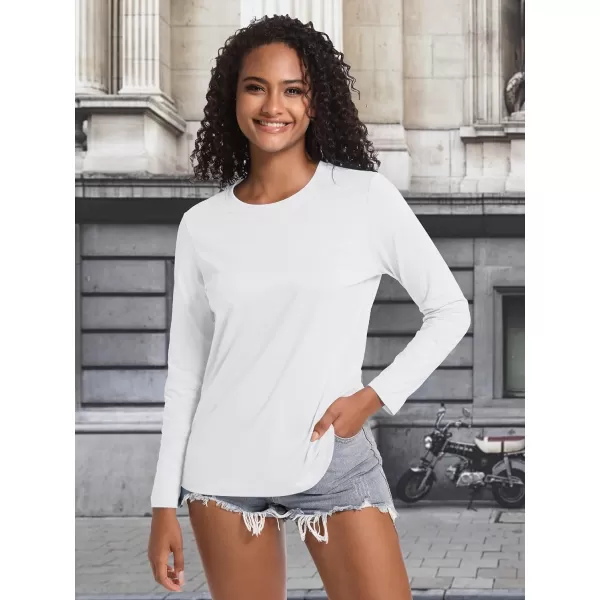TACVASEN Women's Long Sleeve Shirt Lightweight Cotton Crewneck T-Shirts Breathable Classic-Fit Casual Tops Basic Tees