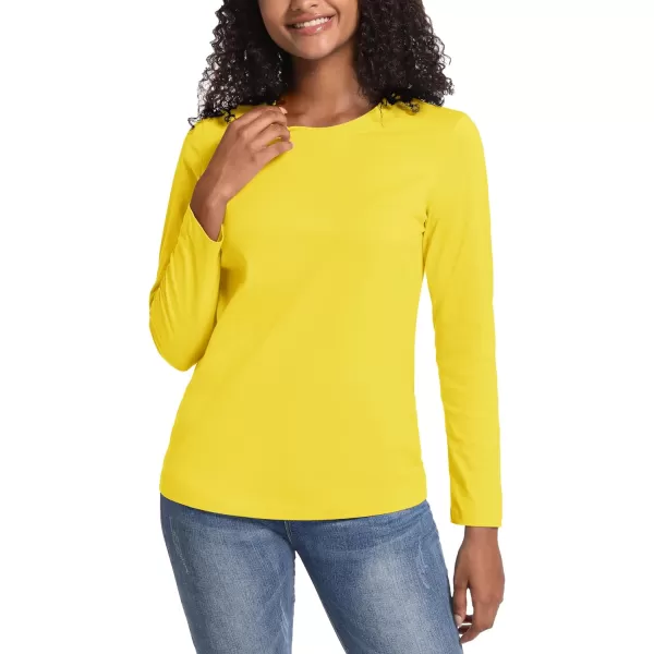 TACVASEN Women's Long Sleeve Shirt Lightweight Cotton Crewneck T-Shirts Breathable Classic-Fit Casual Tops Basic Tees