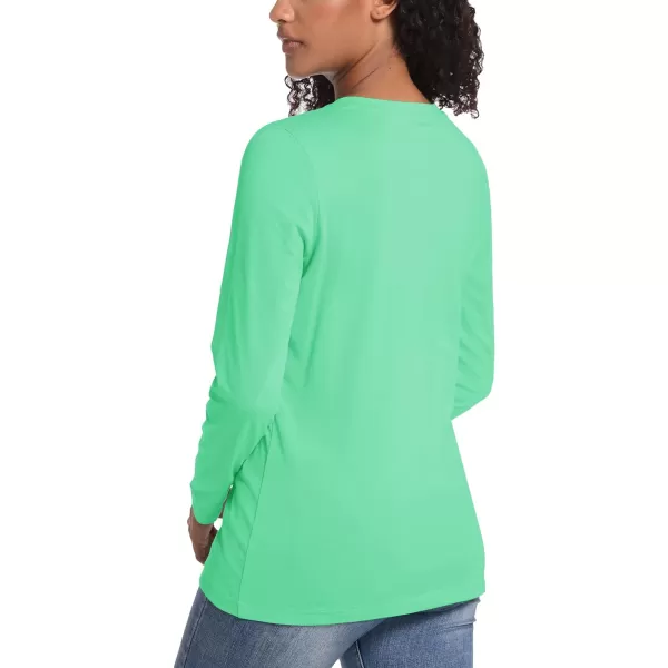 TACVASEN Women's Long Sleeve Shirt Lightweight Cotton Crewneck T-Shirts Breathable Classic-Fit Casual Tops Basic Tees