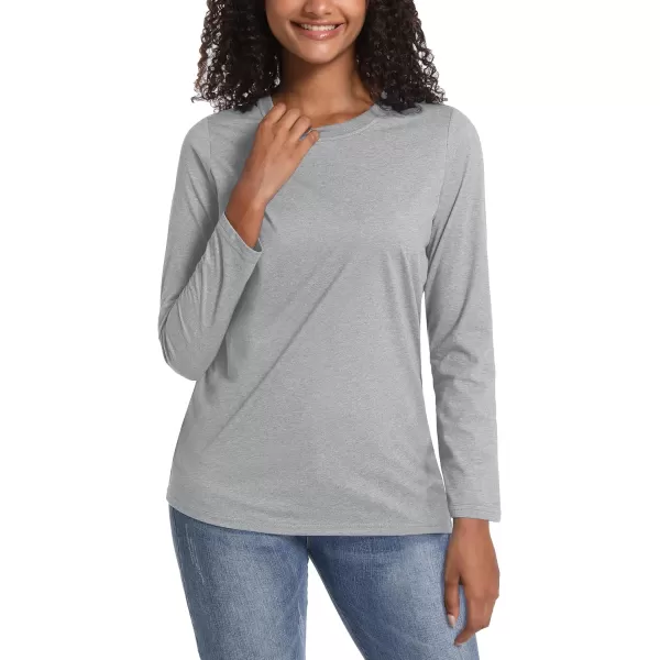 TACVASEN Women's Long Sleeve Shirt Lightweight Cotton Crewneck T-Shirts Breathable Classic-Fit Casual Tops Basic Tees