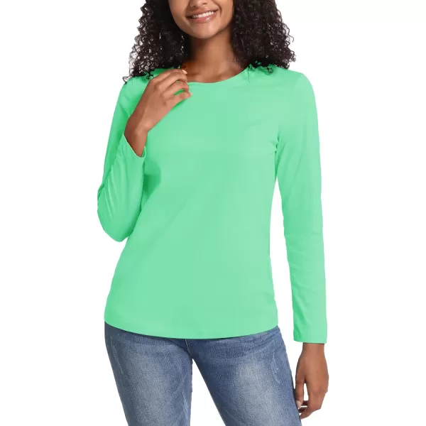 TACVASEN Women's Long Sleeve Shirt Lightweight Cotton Crewneck T-Shirts Breathable Classic-Fit Casual Tops Basic Tees