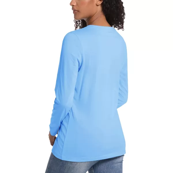 TACVASEN Women's Long Sleeve Shirt Lightweight Cotton Crewneck T-Shirts Breathable Classic-Fit Casual Tops Basic Tees