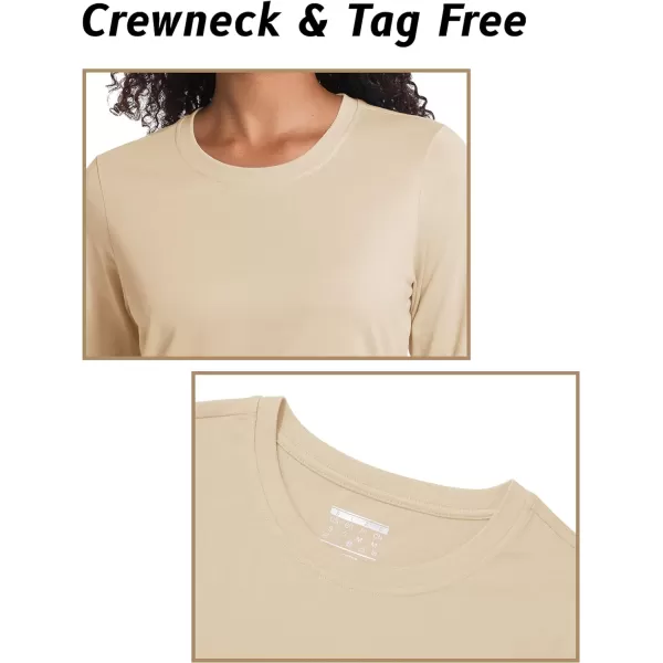 TACVASEN Women's Long Sleeve Shirt Lightweight Cotton Crewneck T-Shirts Breathable Classic-Fit Casual Tops Basic Tees