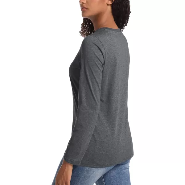 TACVASEN Women's Long Sleeve Shirt Lightweight Cotton Crewneck T-Shirts Breathable Classic-Fit Casual Tops Basic Tees