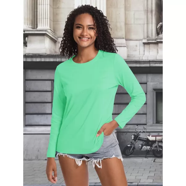 TACVASEN Women's Long Sleeve Shirt Lightweight Cotton Crewneck T-Shirts Breathable Classic-Fit Casual Tops Basic Tees