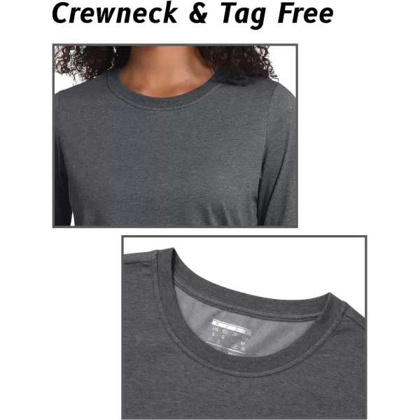 TACVASEN Women's Long Sleeve Shirt Lightweight Cotton Crewneck T-Shirts Breathable Classic-Fit Casual Tops Basic Tees