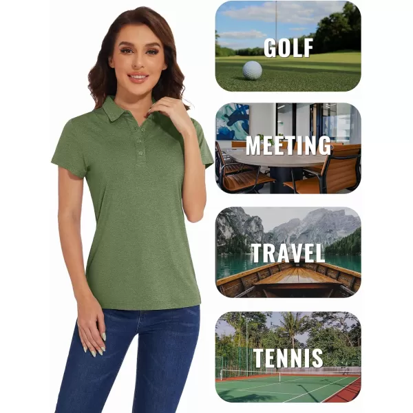 TACVASEN Women's Polo Shirts Short Sleeve Golf Quick Dry UPF 50+ Sun Protection Lightweight Collared Shirt with 4-Buttons