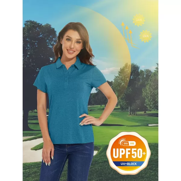 TACVASEN Women's Polo Shirts Short Sleeve Golf Quick Dry UPF 50+ Sun Protection Lightweight Collared Shirt with 4-Buttons