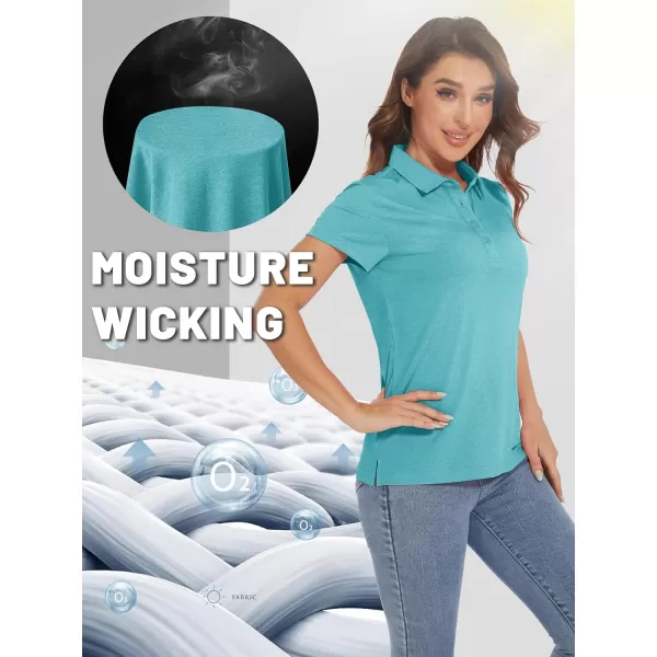 TACVASEN Women's Polo Shirts Short Sleeve Golf Quick Dry UPF 50+ Sun Protection Lightweight Collared Shirt with 4-Buttons