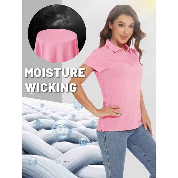 TACVASEN Women's Polo Shirts Short Sleeve Golf Quick Dry UPF 50+ Sun Protection Lightweight Collared Shirt with 4-Buttons