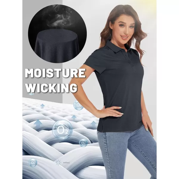 TACVASEN Women's Polo Shirts Short Sleeve Golf Quick Dry UPF 50+ Sun Protection Lightweight Collared Shirt with 4-Buttons