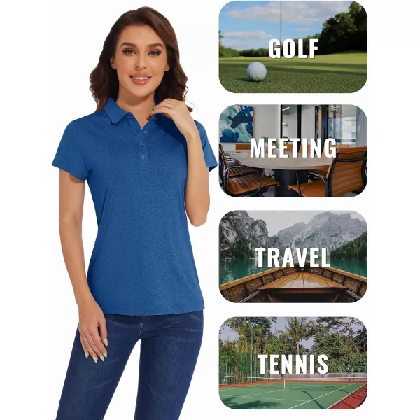 TACVASEN Women's Polo Shirts Short Sleeve Golf Quick Dry UPF 50+ Sun Protection Lightweight Collared Shirt with 4-Buttons