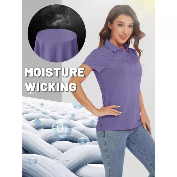TACVASEN Women's Polo Shirts Short Sleeve Golf Quick Dry UPF 50+ Sun Protection Lightweight Collared Shirt with 4-Buttons