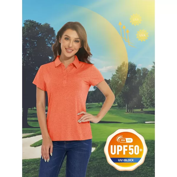TACVASEN Women's Polo Shirts Short Sleeve Golf Quick Dry UPF 50+ Sun Protection Lightweight Collared Shirt with 4-Buttons