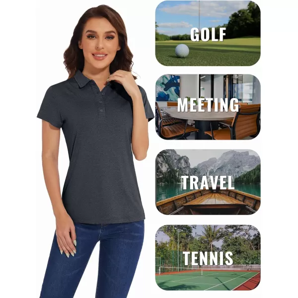 TACVASEN Women's Polo Shirts Short Sleeve Golf Quick Dry UPF 50+ Sun Protection Lightweight Collared Shirt with 4-Buttons