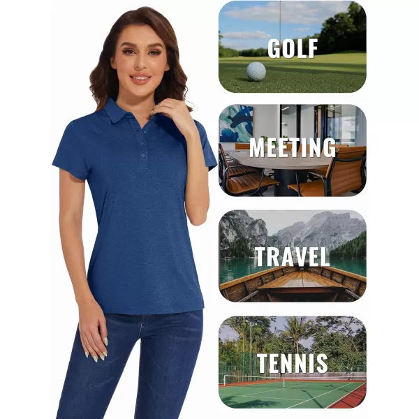 TACVASEN Women's Polo Shirts Short Sleeve Golf Quick Dry UPF 50+ Sun Protection Lightweight Collared Shirt with 4-Buttons