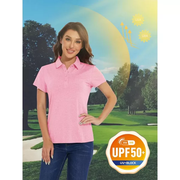 TACVASEN Women's Polo Shirts Short Sleeve Golf Quick Dry UPF 50+ Sun Protection Lightweight Collared Shirt with 4-Buttons