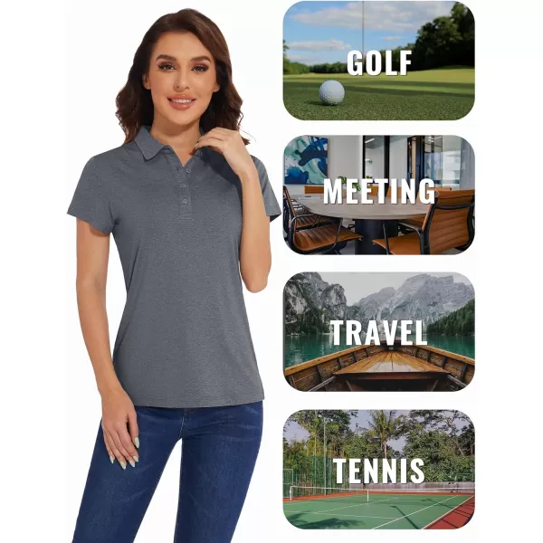 TACVASEN Women's Polo Shirts Short Sleeve Golf Quick Dry UPF 50+ Sun Protection Lightweight Collared Shirt with 4-Buttons