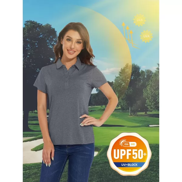 TACVASEN Women's Polo Shirts Short Sleeve Golf Quick Dry UPF 50+ Sun Protection Lightweight Collared Shirt with 4-Buttons