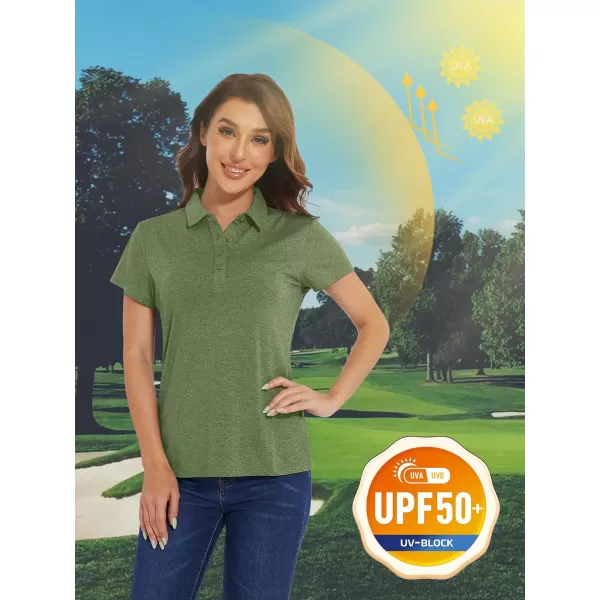 TACVASEN Women's Polo Shirts Short Sleeve Golf Quick Dry UPF 50+ Sun Protection Lightweight Collared Shirt with 4-Buttons