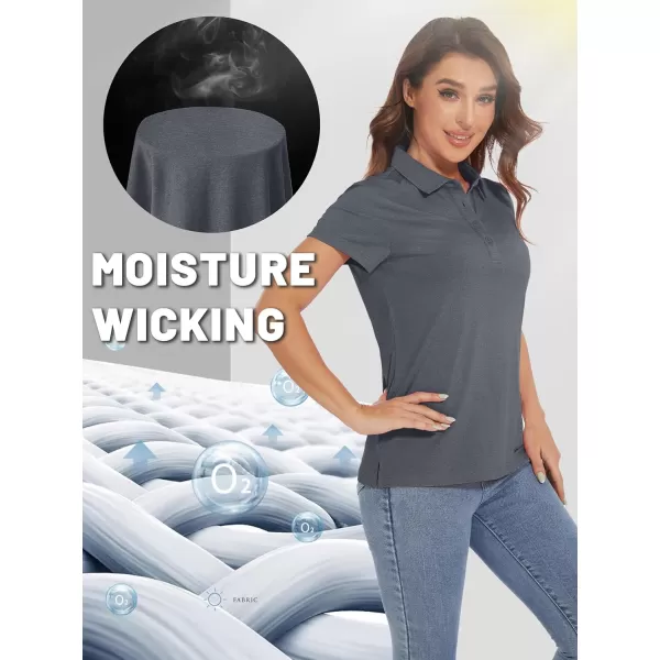 TACVASEN Women's Polo Shirts Short Sleeve Golf Quick Dry UPF 50+ Sun Protection Lightweight Collared Shirt with 4-Buttons