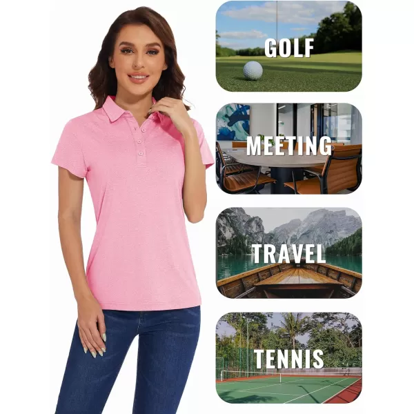 TACVASEN Women's Polo Shirts Short Sleeve Golf Quick Dry UPF 50+ Sun Protection Lightweight Collared Shirt with 4-Buttons