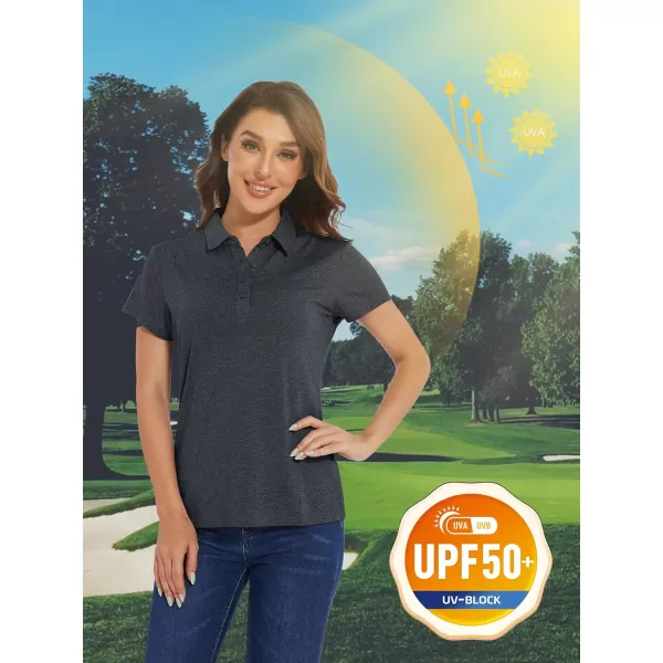 TACVASEN Women's Polo Shirts Short Sleeve Golf Quick Dry UPF 50+ Sun Protection Lightweight Collared Shirt with 4-Buttons