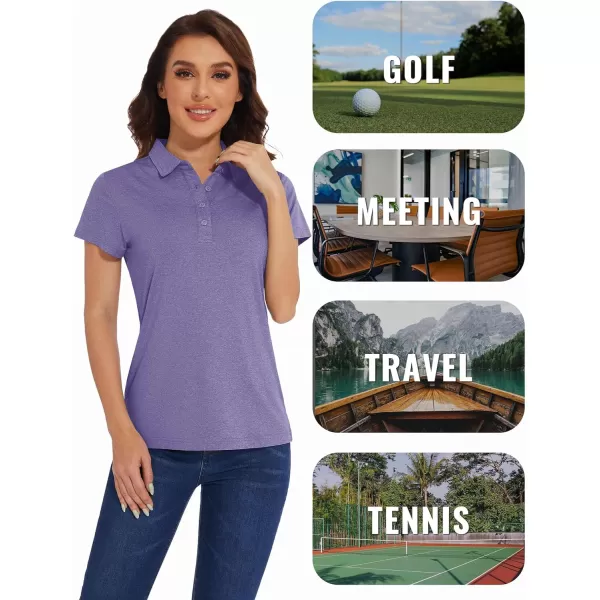 TACVASEN Women's Polo Shirts Short Sleeve Golf Quick Dry UPF 50+ Sun Protection Lightweight Collared Shirt with 4-Buttons