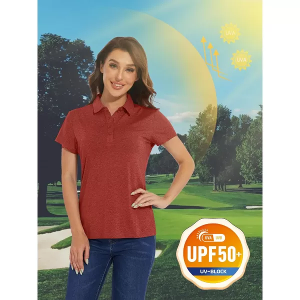 TACVASEN Women's Polo Shirts Short Sleeve Golf Quick Dry UPF 50+ Sun Protection Lightweight Collared Shirt with 4-Buttons