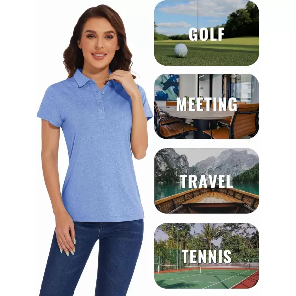 TACVASEN Women's Polo Shirts Short Sleeve Golf Quick Dry UPF 50+ Sun Protection Lightweight Collared Shirt with 4-Buttons