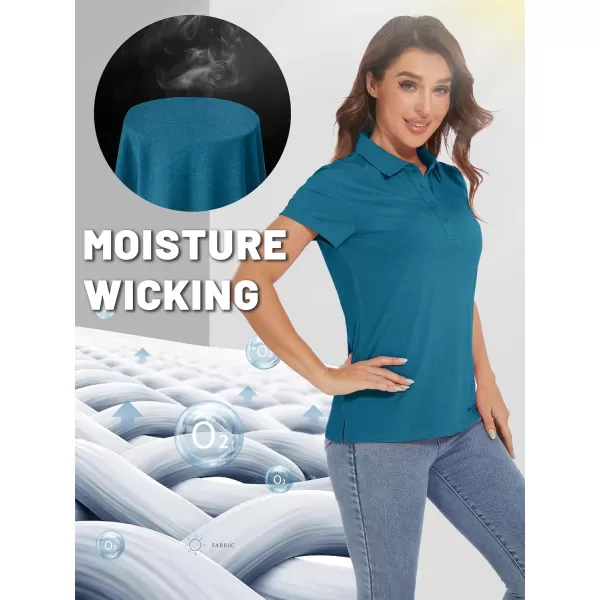 TACVASEN Women's Polo Shirts Short Sleeve Golf Quick Dry UPF 50+ Sun Protection Lightweight Collared Shirt with 4-Buttons