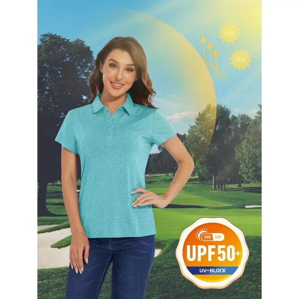 TACVASEN Women's Polo Shirts Short Sleeve Golf Quick Dry UPF 50+ Sun Protection Lightweight Collared Shirt with 4-Buttons