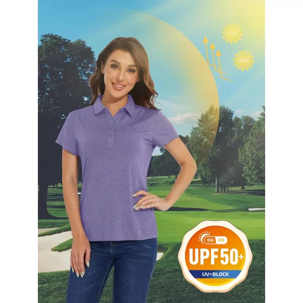 TACVASEN Women's Polo Shirts Short Sleeve Golf Quick Dry UPF 50+ Sun Protection Lightweight Collared Shirt with 4-Buttons