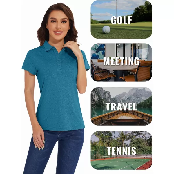 TACVASEN Women's Polo Shirts Short Sleeve Golf Quick Dry UPF 50+ Sun Protection Lightweight Collared Shirt with 4-Buttons