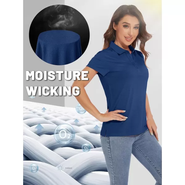 TACVASEN Women's Polo Shirts Short Sleeve Golf Quick Dry UPF 50+ Sun Protection Lightweight Collared Shirt with 4-Buttons