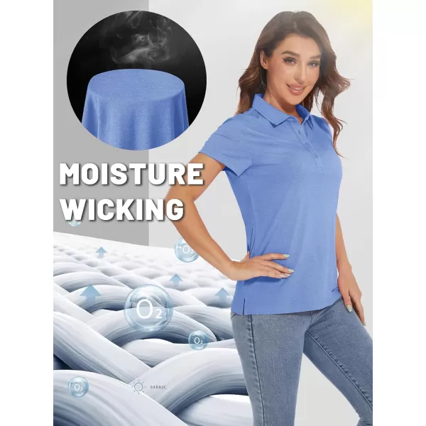 TACVASEN Women's Polo Shirts Short Sleeve Golf Quick Dry UPF 50+ Sun Protection Lightweight Collared Shirt with 4-Buttons
