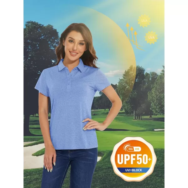 TACVASEN Women's Polo Shirts Short Sleeve Golf Quick Dry UPF 50+ Sun Protection Lightweight Collared Shirt with 4-Buttons
