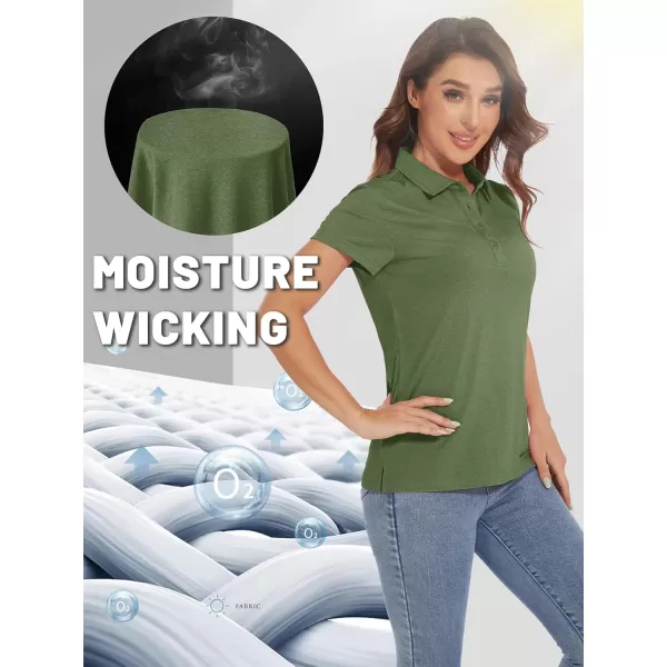 TACVASEN Women's Polo Shirts Short Sleeve Golf Quick Dry UPF 50+ Sun Protection Lightweight Collared Shirt with 4-Buttons
