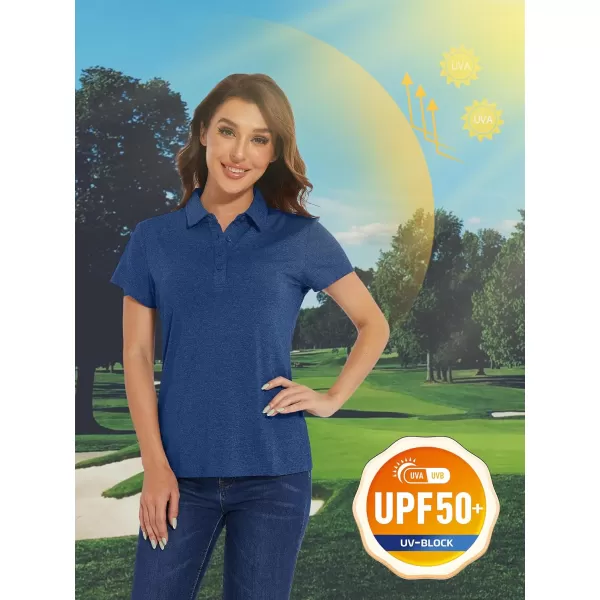 TACVASEN Women's Polo Shirts Short Sleeve Golf Quick Dry UPF 50+ Sun Protection Lightweight Collared Shirt with 4-Buttons