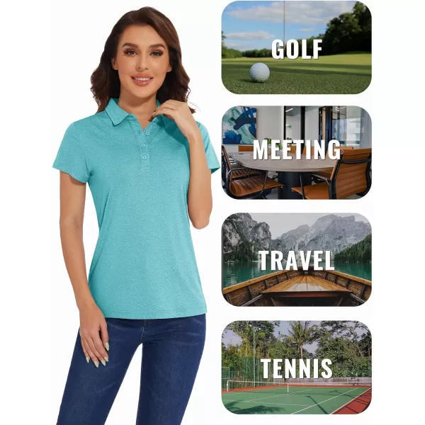 TACVASEN Women's Polo Shirts Short Sleeve Golf Quick Dry UPF 50+ Sun Protection Lightweight Collared Shirt with 4-Buttons
