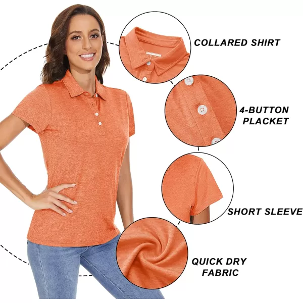 TACVASEN Women's Polo Shirts Short Sleeve T-Shirt Quick Dry Golf Shirt 4-Button Tops Sports Tennis Fitness Leisure