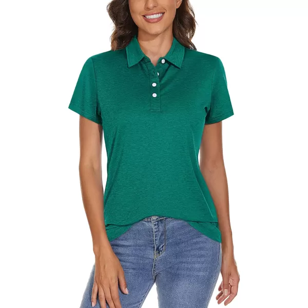 TACVASEN Women's Polo Shirts Short Sleeve T-Shirt Quick Dry Golf Shirt 4-Button Tops Sports Tennis Fitness Leisure