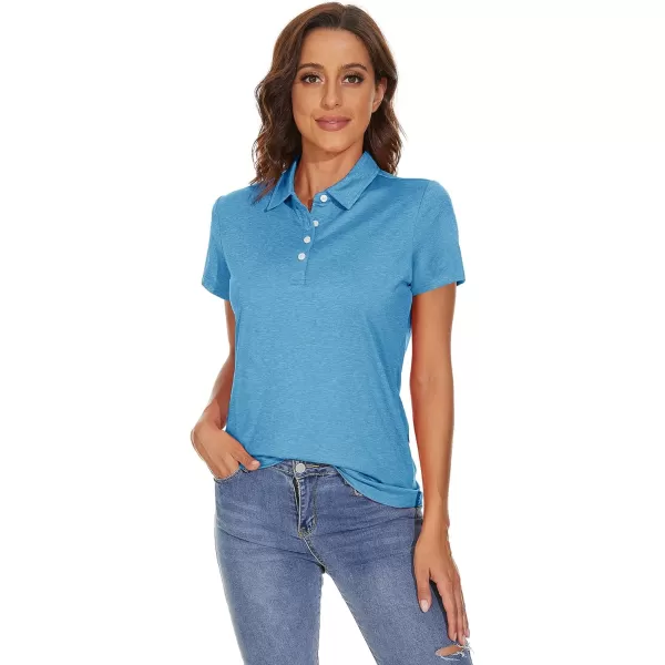 TACVASEN Women's Polo Shirts Short Sleeve T-Shirt Quick Dry Golf Shirt 4-Button Tops Sports Tennis Fitness Leisure