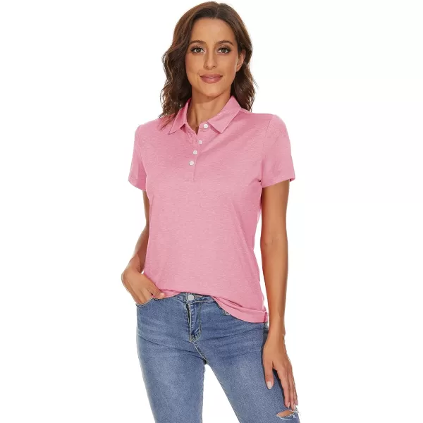 TACVASEN Women's Polo Shirts Short Sleeve T-Shirt Quick Dry Golf Shirt 4-Button Tops Sports Tennis Fitness Leisure