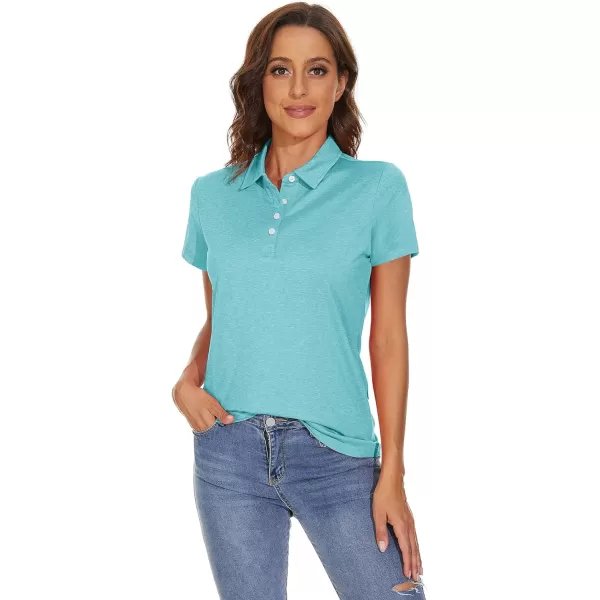 TACVASEN Women's Polo Shirts Short Sleeve T-Shirt Quick Dry Golf Shirt 4-Button Tops Sports Tennis Fitness Leisure