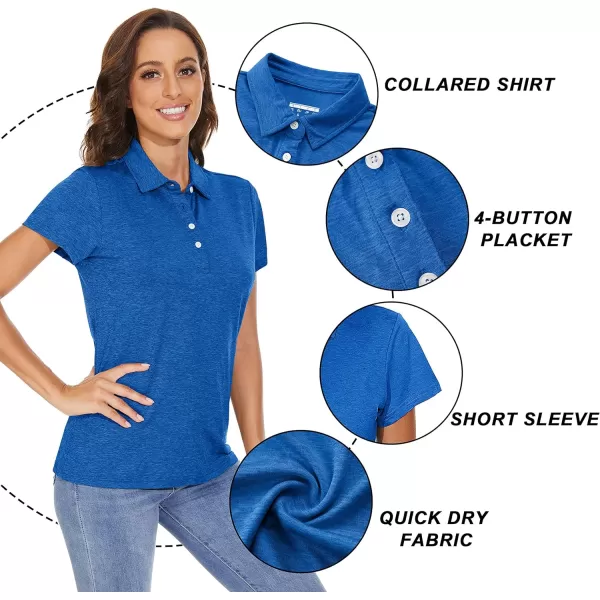 TACVASEN Women's Polo Shirts Short Sleeve T-Shirt Quick Dry Golf Shirt 4-Button Tops Sports Tennis Fitness Leisure