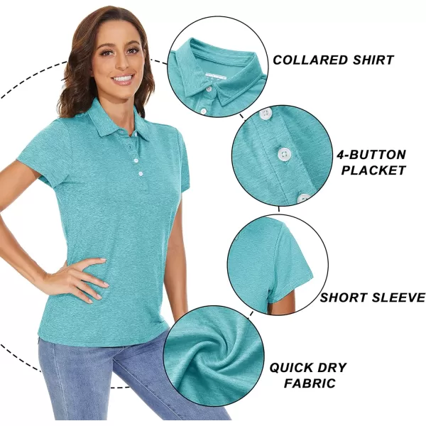 TACVASEN Women's Polo Shirts Short Sleeve T-Shirt Quick Dry Golf Shirt 4-Button Tops Sports Tennis Fitness Leisure